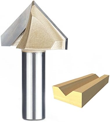 HUHAO V Groove 90 Degree Router Bit 1/2 Inch Shank Tungsten Steel Engraving Cutting Tool 1-1/2 Cutting Diameter Woodworking V Bit