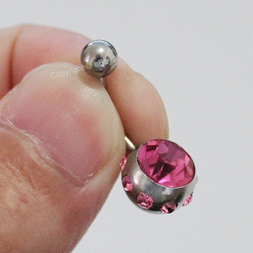 Thenice 5 Pcs 16g Big Crystal Ball Needle Navel Rings Stud Body Piercing - Thumbnail 5