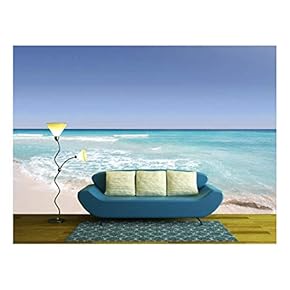 Tropical Seascape of Sea Waves Under Blue Sky - Removable Wall Mural | Self-Adhesive Large Wallpaper - 66x96 inches