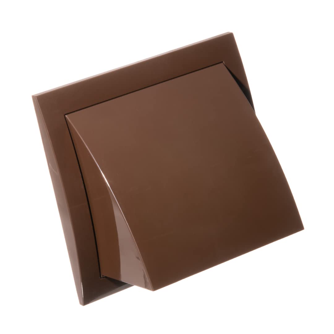 Ø 100mm / 4'' Cowled Duct Cover with Gravity Flap - Ventilation Grille with Rain and Wind Protection - External Air Vent Covers - ABS Plastic Brown