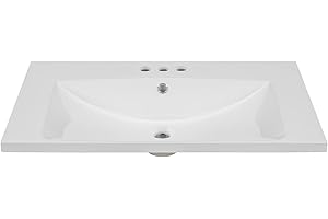 FINDEPOT 36" Ceramic Bathroom Vanity Sink Top, Modern White Vanity Top for cabinet with Triple Faucet Holes