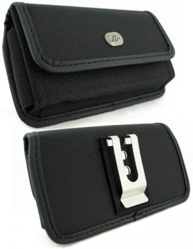 Fly Eclipse 3 IQ4514 Horizontal Heavy Duty Case Holster Pouch Canvas Rugged Velcro Closure Belt Clip + Belt Loop [Fits Phone with Mophie Juice Pack/Otterbox/Extended Battery/Commuter On It]