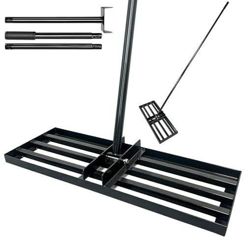 Lawn Levelling Rake uk with 200cm Long Handle, 75x25cm Leveling Base Ergonomic Effort Saving Garden Lawn Level Tool, Landscape Rake Soil Sand Dirt Ground Leveler Tool for Patio Yard Garden Golf Course