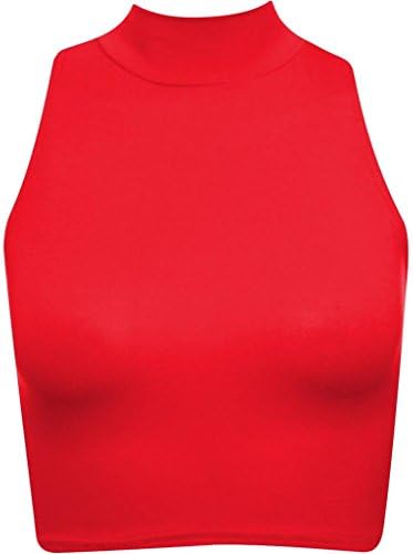 COMMENCER Women's Sleeveless Cropped Polo Neck Stretch Top