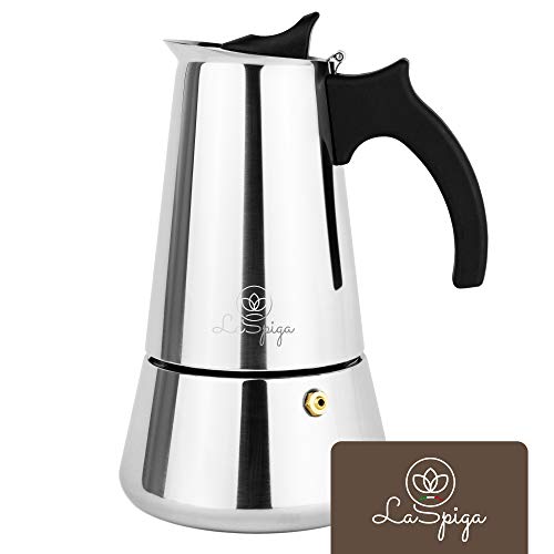 Premium Espressokocher von LaSpiga | Mokkakanne Espressokanne Coffee Maker aus hochwertigem 430 Edelstahl | geeignet für…