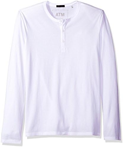 ATM Anthony Thomas Melillo Men's Classic Henley Shirt, White, Large