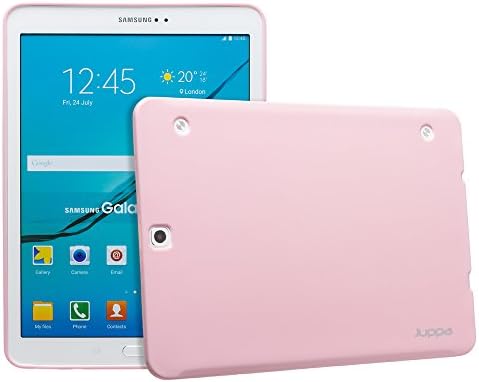 Juppa® Samsung Galaxy Tab S2 9.7 Inch SM-T710 SM-T715 Ultra Slim Fit TPU Rubber Gel Case Cover with Screen Protector, Micro Fibre Cloth & Application Card (Pink)