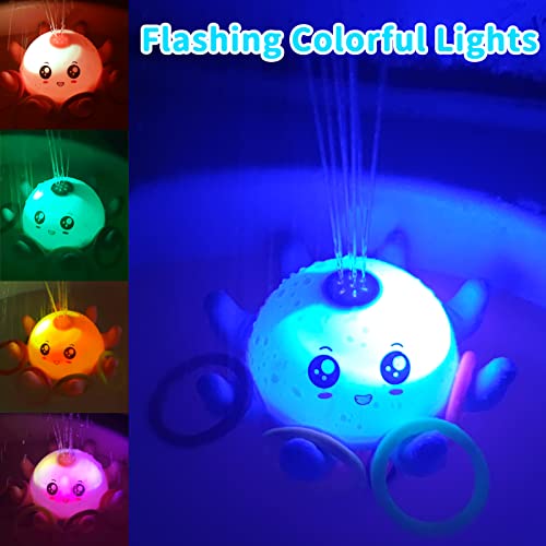 Leipal 2022 Octopus Bath Toys Light Up Spray Water Bathtub Toys for