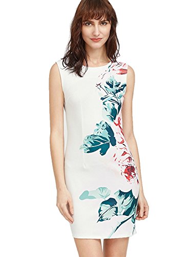 Floerns Women's Floral Bodycon Cocktail Party Summer Dresses X-Large White Blue