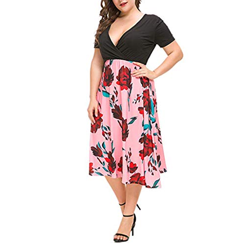 image for Cliramer Fashion Women Plue Size Cross V-Neck Short Sleeve Print Empir