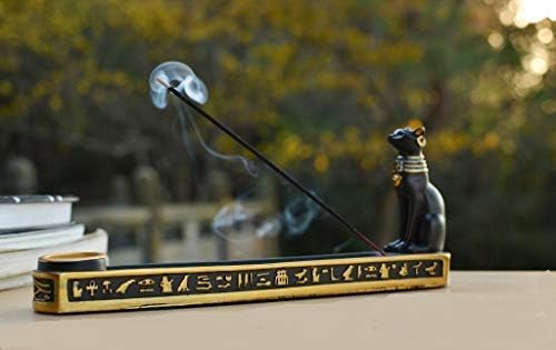 PHILOGOD Seraphic Egyptian Cat Golden Incense Sticks Burner/Holder