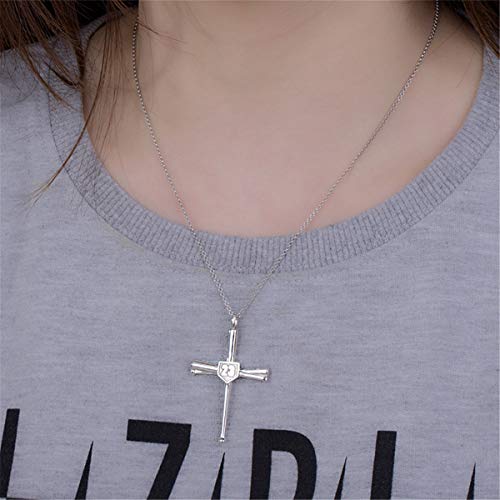 AILIN Cross Necklace Baseball Bats Athletes Cross Pendant Sports Number Or Initial Necklaces Gifts for Men Women Teen Boys Girls Silver Size 22