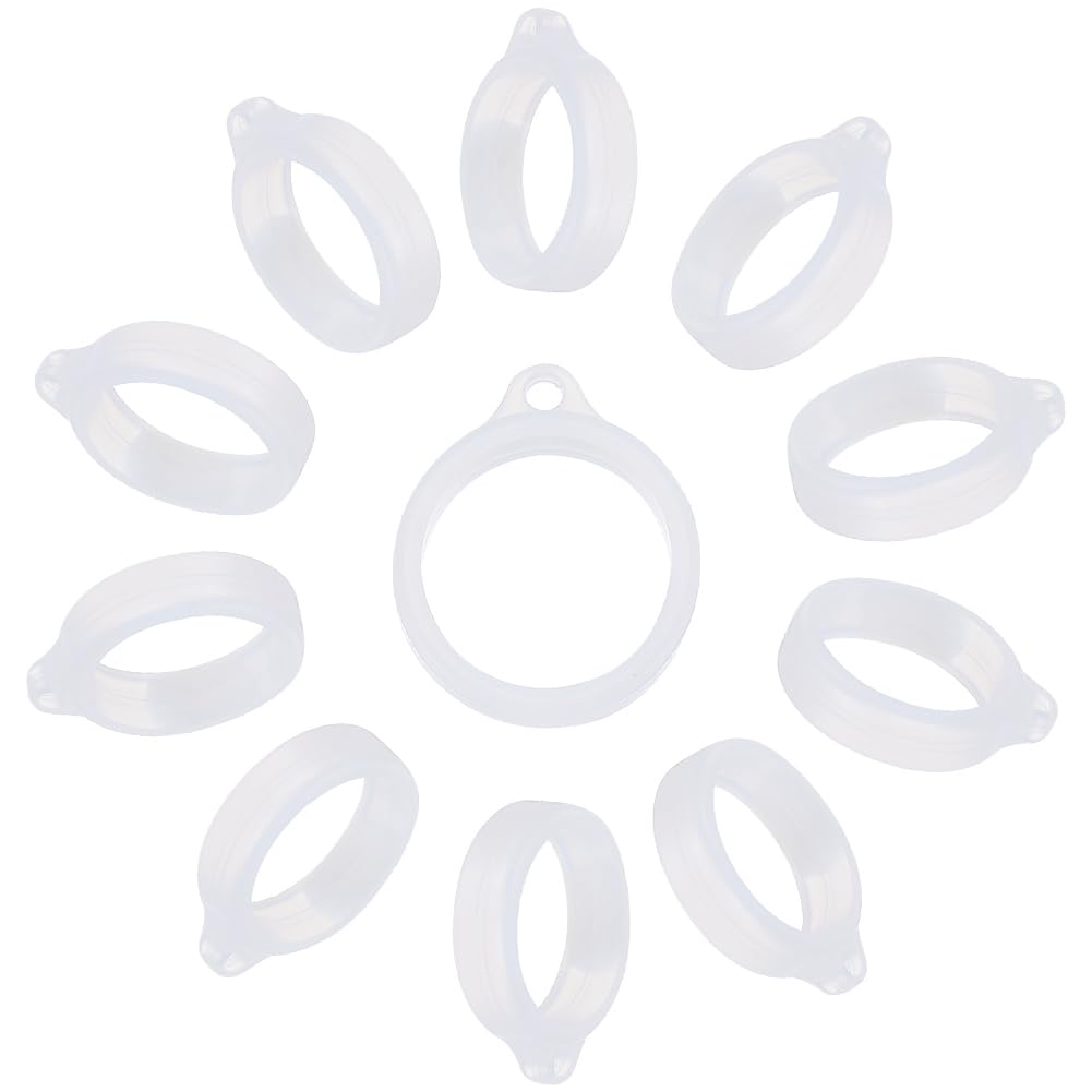 GORGECRAFT 50PCS Clear Anti-Lost Silicone Rubber Rings Band Holder Silicone Pendant Multipurpose Adjustable Cases 20mm Necklace Lanyard Replacement Carrying Kit for Key-Ring Pendant