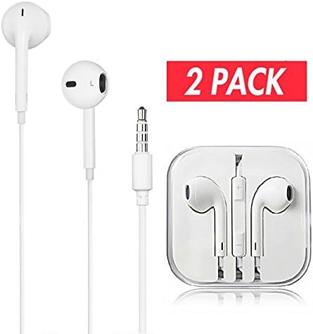 Earphones,Earbuds,Headphones with Stereo Mic&amp;Remote Control for for apple iPhone 6s 6 Plus 5s 5 4s 4 SE iPad iPod 7 8 IOS S8 S7 S6 Note 1 2 3 Earbuds Earphones 2 Packs Headphones Earpods.