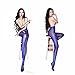 Womens Sexy Crotchless Lace Pantyhose, Blue, One Size