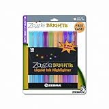 Zebra Zazzle Bright Fluorescent Ink Chisel Tip Highlighters, 10 Colored Highlighters
