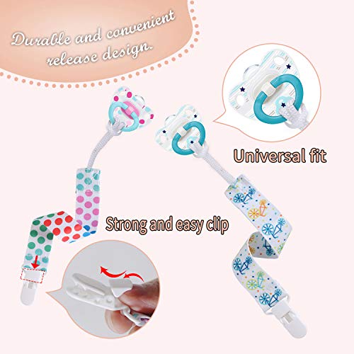 Pacifier Clips Universal Pacifier Holder Leashes 4 Pack for Boys and Girl Fit All Pacifiers, Baby Teething Toys Teethers, Soothie, Shower Gift by COTEY