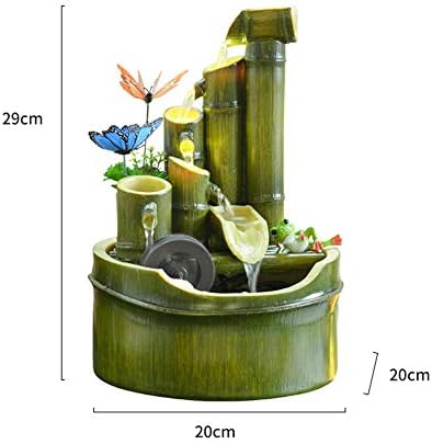 YGZS Indoor Decoration Fountain, Cascading Indoor Water Fountain Indoor Waterfall Zen Light Fountain for Office and Home Décor-Green 20×20×29cm