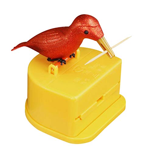 JDgoods Cartoon Hummingbird Shape Toothpick Dispenser, Plastic Toothpick Dispenser Funny Portable Toothpick Holder (Red)