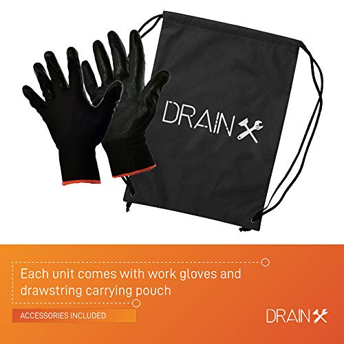 DrainX Plumbing Snake Drain Auger 25Ft Drain Cleaning Cable Plumbers Auger with Work Gloves