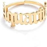 COLORFUL BLING Constellation Rings for Women, 12 Zodiac Old English Letter Adjustable Stainless Steel Zodiac Sign Ring Horoscope Astrology Jewelry