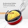 HITECLIFE Saute Pan with Lid, 3.2L Nonstick Jumbo Cooker with Induction Base, Stainless Handle Steel Aluminum Deep Frying Pan, Heat Evenly, PFOA-Free, Red