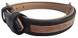 Soft Touch Collars - Custom Handmade, Hand Tooled Medium Padded Leather Dog Collar , Black