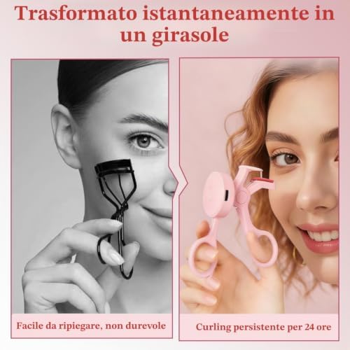Piegaciglia Riscaldato, piegaciglia professionale, piegaciglia elettrico con ricarica, Elettrico Ricaricabile Riscaldamento Rapido in 8s e 24H di Lunga Durata,per il trucco degli occhi, Eyelash curler