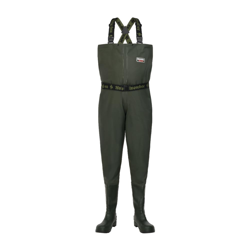Snowbee Granite PVC Chest Waders with Cleated Sole Boots, Rip‑Proof Laminated Nylon/PVC Build for Fishing, Angling & River Wading - Size 5