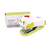 SToC Cute Cartoon Mini Desktop Stapler with Staples - White and Green Cat
