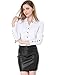 Allegra K Women's Button Down Long Sleeve Casual Office Work Ruched Shirt White XL (US 18)