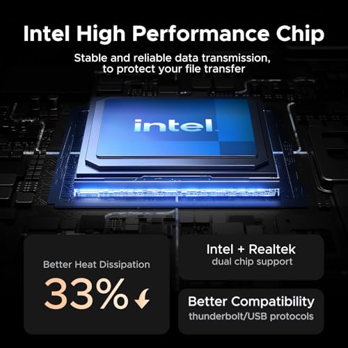 UGREEN 40Gbps M.2 NVMe SSD Enclosure with Fast Cooling Fan, NVMe Hard Drive Case Compatible with Thunderbolt 5 4 3, USB4 3.2 3.1 2.0, Support 8TB SSD 2280 B+M M-Key, 30cm USB C to C Cable Include