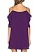 Aolakeke Womens Chiffon Cut Out Cold Shoulder Spaghetti Strap Mini Dress Top,Purple,Large