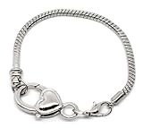 Pro Jewelry Heart Lobster Clasp Charm Bracelet Silver Plated Available All Size Drop Down Menu