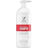 Zealios Swim & Sport Clarifying Shampoo, 32 oz Pump Bottle for Extremely Damaged Hair, Pool Hair Repair & Protector - Sulfate-Free, Moisturizing Chlorine & Salt Removal, Color-Safe, Citrus Scent