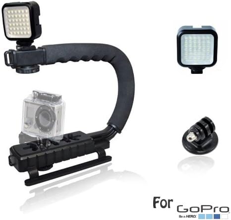 Stabilizing Handle with Portable Mini LED Light for GoPro 960 HERO HD 1/2/3 + GoPro Adapter