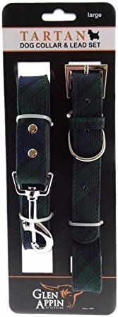 Glen Appin Lovely Scottish Black Watch Tartan Adjustable Dog Collar & Lead Set Available in 3 Sizes (S)