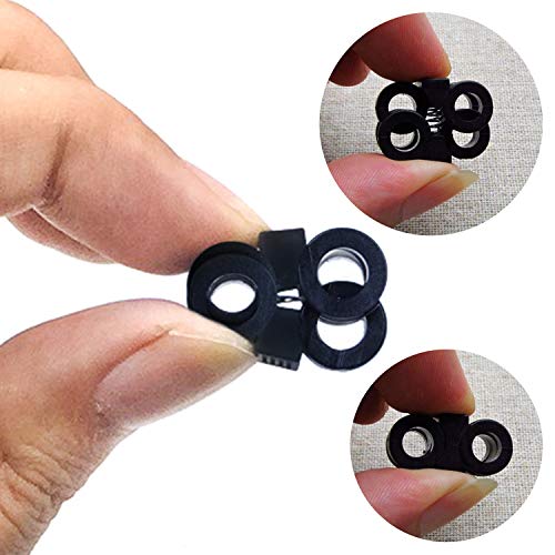 Plastic Cord Locks Non-Slip Shoe Buckle End Toggle Double Hole Spring Stopper Fastener Slider ...