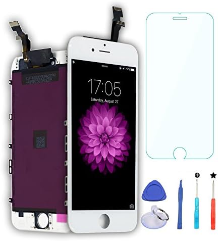 iPhone 6 Screen, DAMPO Replacement LCD Display Touch Screen Digitizer Frame Assembly Full Set for iPhone 6(4.7) Not for 6s[Easy to Install]with Tools and Glass Screen Protector-White