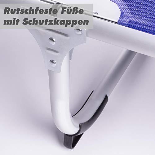 Divero Sonnenliege mit Dach blau 187x57x30 cm Keret klappbar 5fach verstellbar Gartenliege Aluminiumrahmen Dreibeinliege wetterfest robust – Bild 7