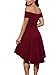 YOINS Women Summer Dress Off Shoulder Short Sleeve Skater Party Cocktail Dresses Wine Red L
