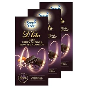 Sugar Free D’lite Quinoa & Almonds Dark Chocolate Bar, 80g (Pack of 3)