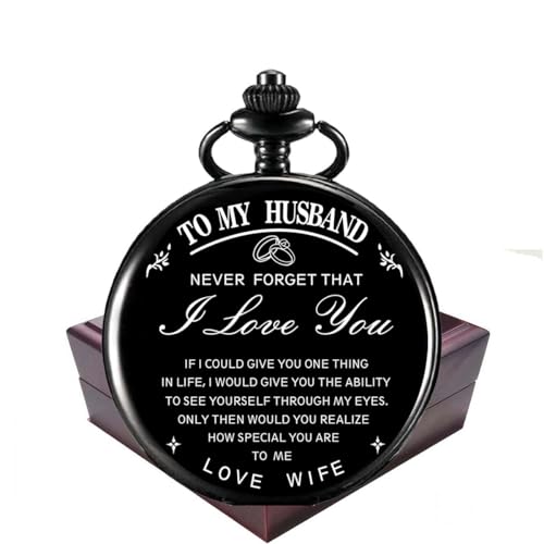 YEEHUA Gifts for Huaband from Wife Engraved Pocket Watch Birthday Anniversary Meaningful Year Gifts for Men(PXI002-1)
