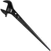KLEIN TOOLS 3239 16-Inch Adjustable Spud Wrench | Made in USA, Construction Wrench for Up to 1-Inch Heavy Nuts and Bolts, with Tether Hole