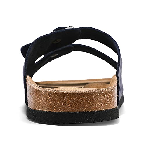 PercyButtons Mens Arizona Soft Cork Footbed Leather Sandals Arch Supprot With Adjustable Buckle