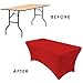 YOUR CHAIR COVERS - 8ft Red Rectangular Spandex Fitted Tablecloth Wedding Event Patio Decorations Elastic Fabric Stretch