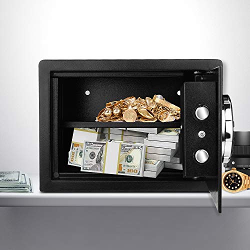 Security Safe Box, Digital Safes Keypad Deposit Lock Safe Home & Office Safe for Document Money Jewelry Black 0.74 Cubic Feet