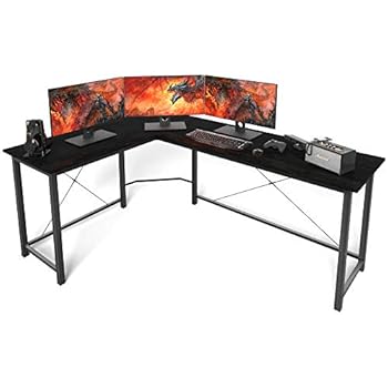 L Shaped Desk Corner Computer Desk Sturdy Computer Table Writing Desk Gaming Desk Workstation, Black