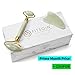 Jade Roller and guasha scraping massage tool by Fitsqin - Real Natural Gemstone - Face and body massager gift set - Anti Aging, wrinkles and puffiness therapy set - ebook included