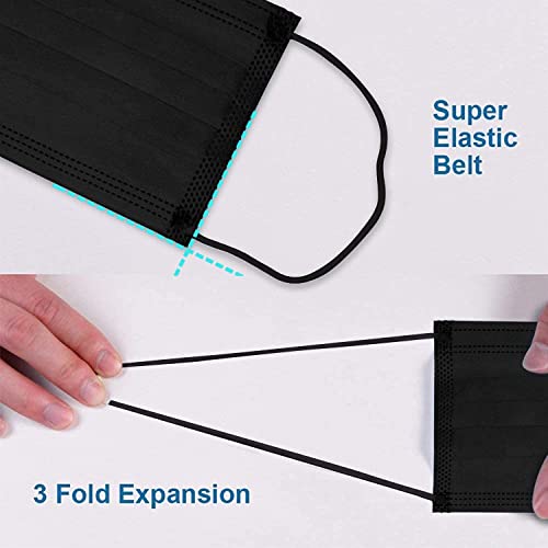2000 PCS Bulk Black Disposable Face Masks (40 Boxes, 50pcs/box